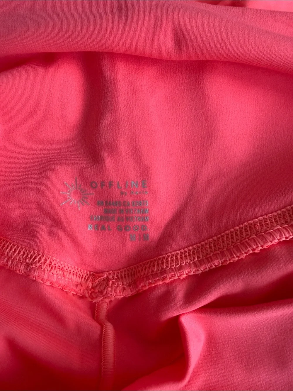 aerie Coral High-Waist Skater Skirt